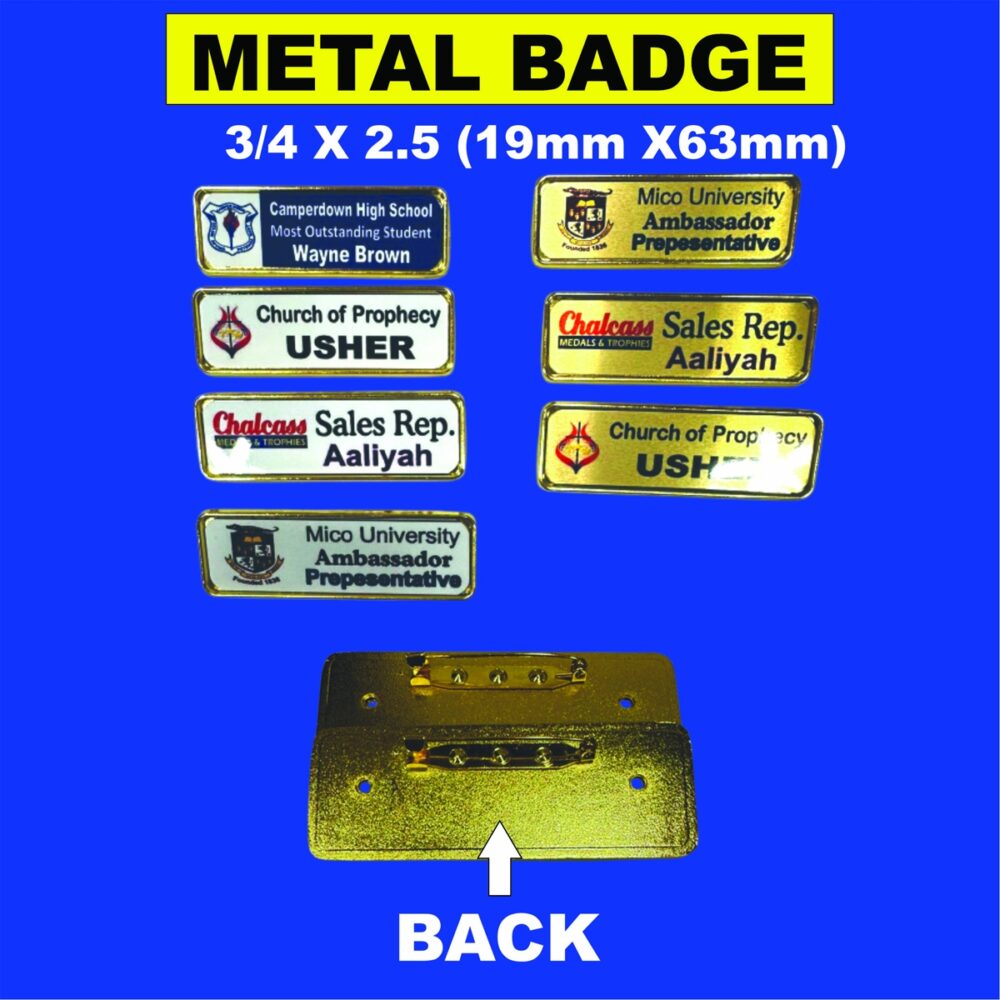 METAL BADGES 3/4 X 2.5